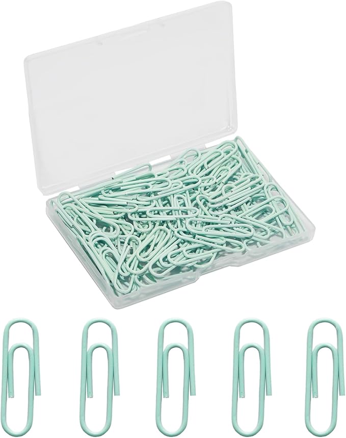 100 Pcs Mint Green Paper Clips, 1.1 Inch Colorful Paperclips | Vinyl Coated by Unknown