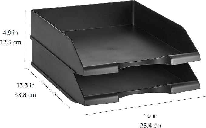 Amazon Basics Rectangular Stackable Desk Organizer Office Letter Tray, File - Image 4