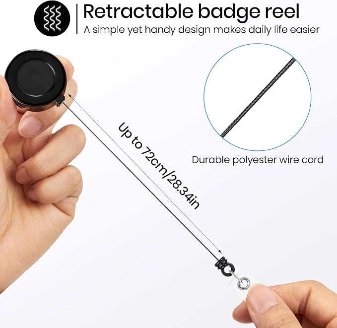Zonon 3 Pcs Retractable Badge Reel Clips ID Card Holder Reel - Image 4