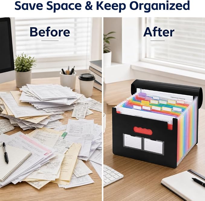 13 Pockets Accordion File Organizer, Portable Expanding File Folder - Image 6