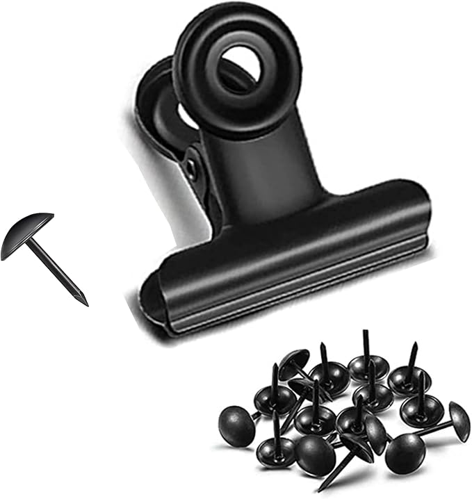 Bulldog Clips with Hole for Push-pin, Paper File Clips with Strong Spring by YUCHIYA