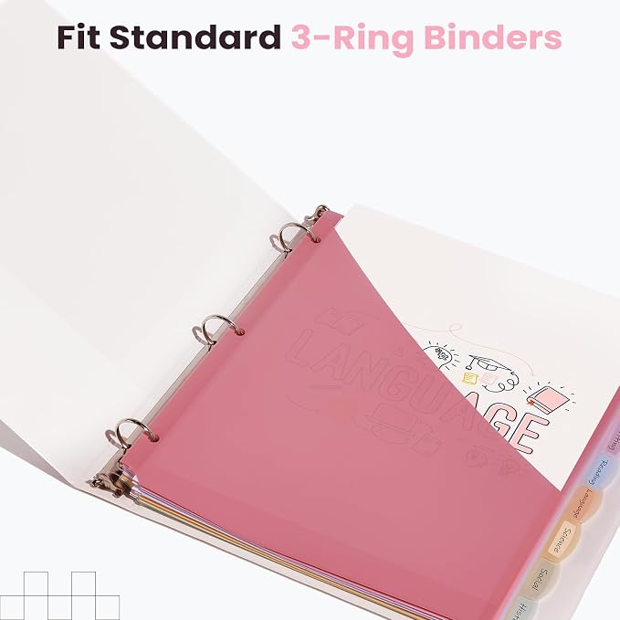 Sooez 16 Count Dividers with 2 Pockets, 8 Tabs Binder Dividers - Image 7