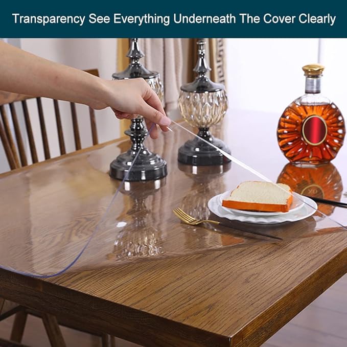 Clear PVC Table Protector Office Desk Mat Table Protector Glass Vinyl Plastic - Image 4