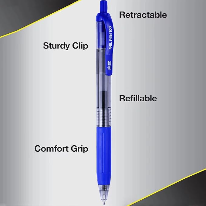 EYEYE G-103 Gel Pen 0.7mm, 5 Black 5 Blue, Medium Point Pens | Retractable - Image 5