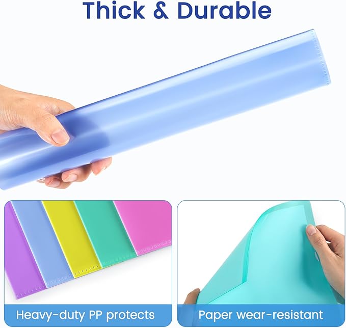 Sooez 36 Pack Clear Document Folder Project Pockets, 6 Assorted Colors - Image 5