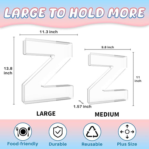13.8" Extra Large Acrylic Letter Charcuterie Board Box, Reusable Fillable - Image 2