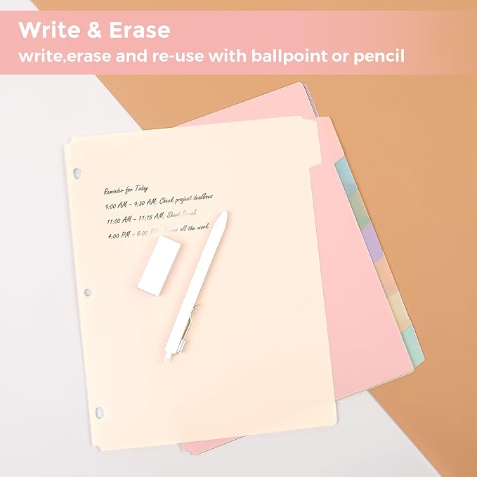 SKYDUE Plastic 8-Tab Dividers fit Letter Size, Pastel Color | 1 Set, Big Tab - Image 6
