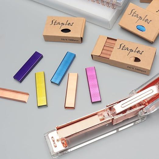 Colorful 26/6 Standard Staple Set 12mm Width 1000/Box 8 Boxes/Pack 8000 Count - Image 5