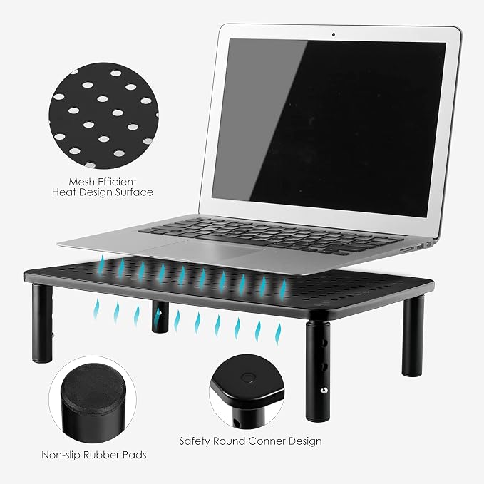 LOTEYIKE Monitor Riser Desktop Stand, Flat Screen TV Monitor Stand Riser - Image 3