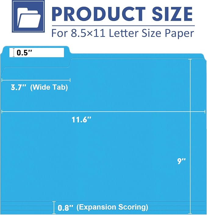 File Folder, PANDRI 120 Pack Colored File Folder, 1/3 Cut Tab, Letter Size - Image 2