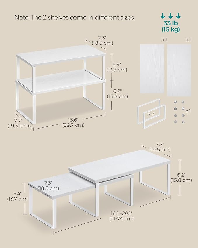 SONGMICS Cabinet Organizer Shelf, Kitchen Storage, Spice Rack, Expandable - Image 6