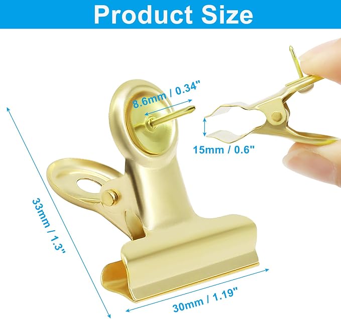 20Pcs Gold Push Pins Metal Push Pin Clips, Pushpin Clip Bulldog Clip - Image 3