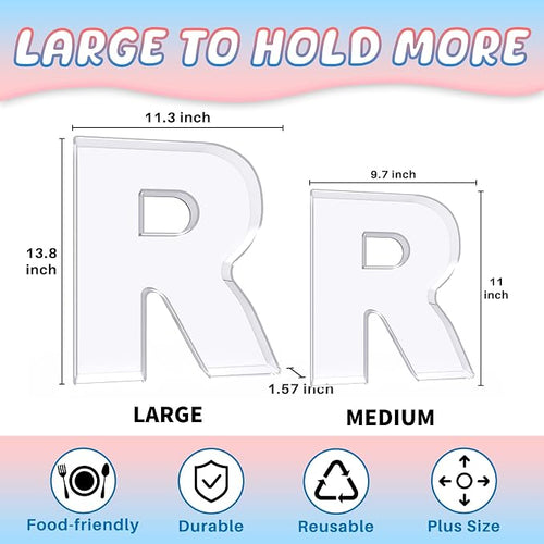 13.8" Extra Large Acrylic Letter Charcuterie Board Box, Reusable Fillable - Image 2