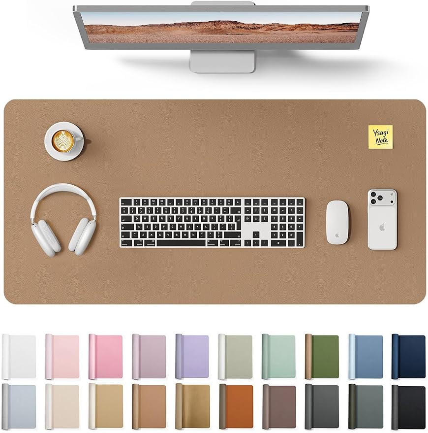 YSAGi Leather Desk Protector, Office Mat, Large Mouse Mat, Non-Slip PU Leather by YSAGi