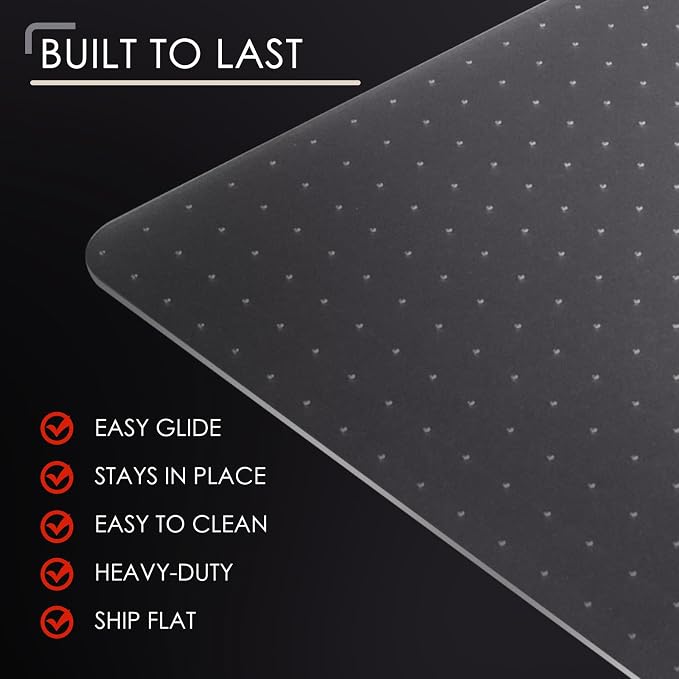 Kuyal Office Chair Mat for Carpet, 32x55 Clear Heavy Duty Computer Chair Mat - Image 5
