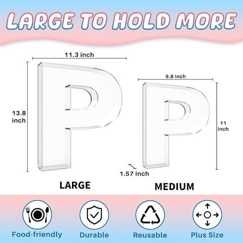 13.8" Extra Large Acrylic Letter Charcuterie Board Box, Reusable Fillable - Image 2
