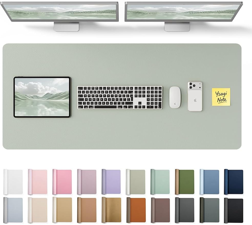 YSAGi Leather Desk Pad Protector, Office Desk Mat, Large Mouse Pad, Non-Slip PU by YSAGi