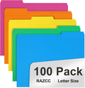 File Folder, RAZCC 100 Pack 1/3 Cut Tab Colored File Folders, File Folder by RAZCC