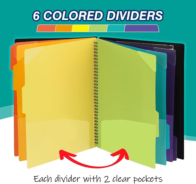 H4D 12 Pocket Poly Project Organizer, Spiral Multi Pocket Folder Organizer - Image 4