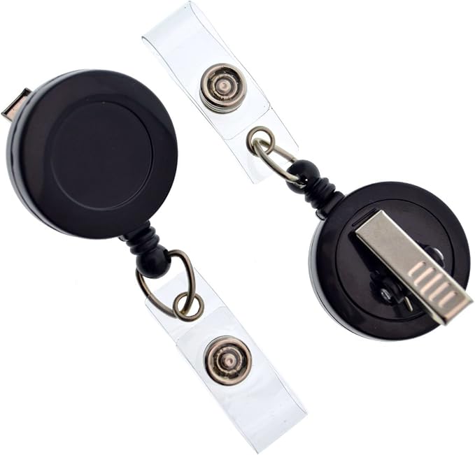 Bulk 25 Pack - Black Retractable Badge Reels - Bulk Premium Black Retractable by SpecialistID
