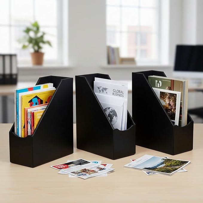 UnionBasic Magazine File Holder, Leatherette Desktop Document Organizer - Image 4