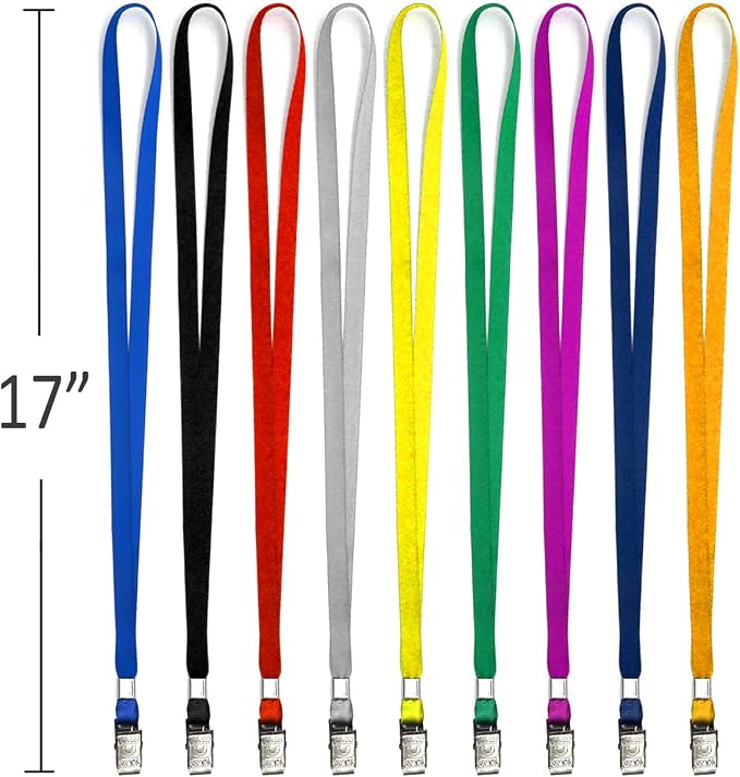 Beebel Black Lanyards 100 Pack Nylon Flat Badge Lanyard Bulldog Clip - Image 2