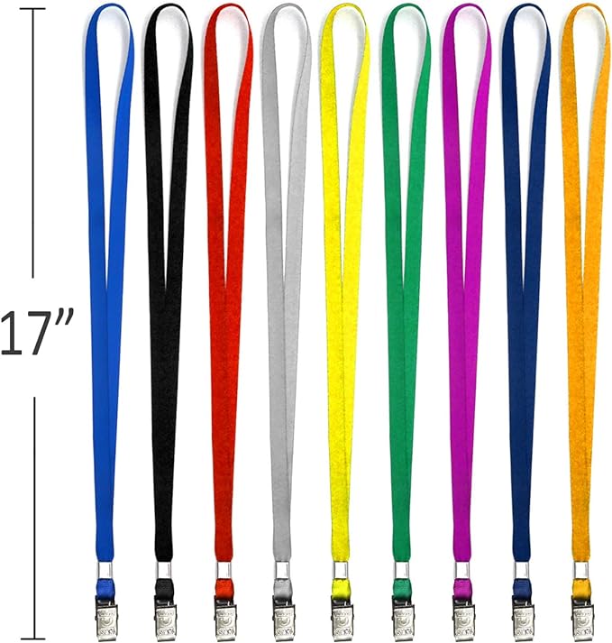 Beebel Blue Lanyards 100 Pack Nylon Flat Badge Lanyard Bulldog Clip - Image 2