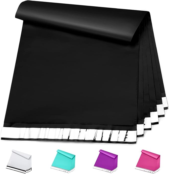 Metronic Black Poly Mailers 14.5x19 Large 100 Pack Self-Seal Shipping Bags by METRONIC