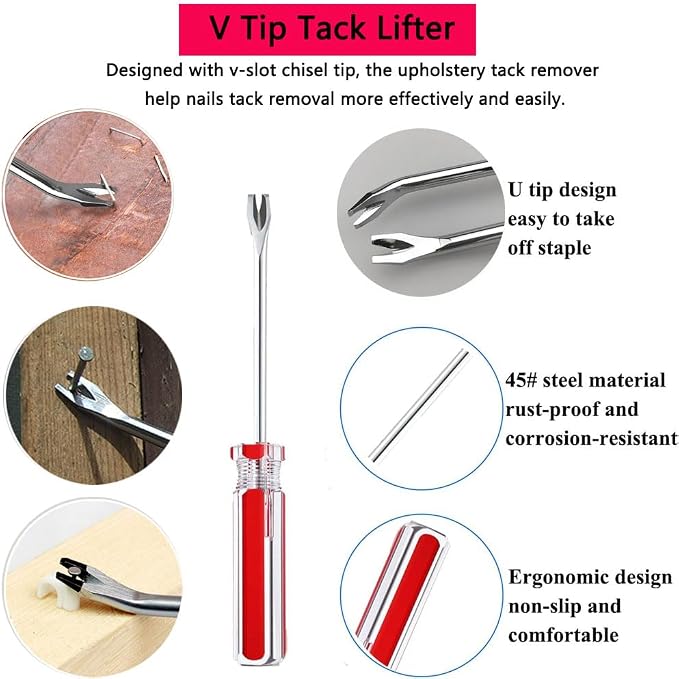 3-Piece Staple Remover Tool Set, Upholstery Tack Puller, Nail Remover - Image 8