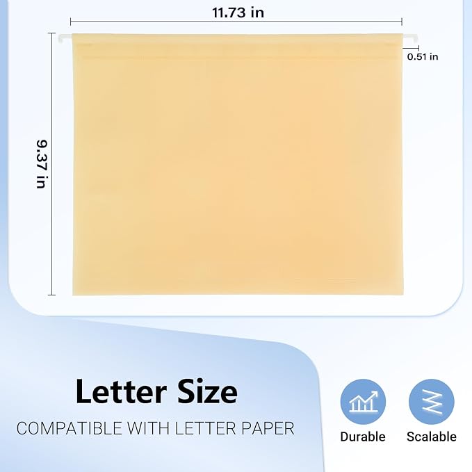 Plastic Hanging File Folders, 6 Pack Manila Hanging Folders，Letter Size - Image 3