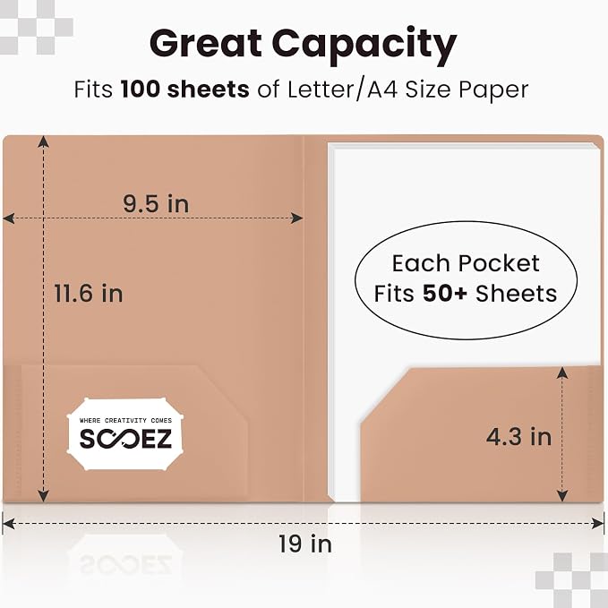 Sooez 6Pack Folders with Pockets, Pocket Folders with Extra Labels, Plastic - Image 4