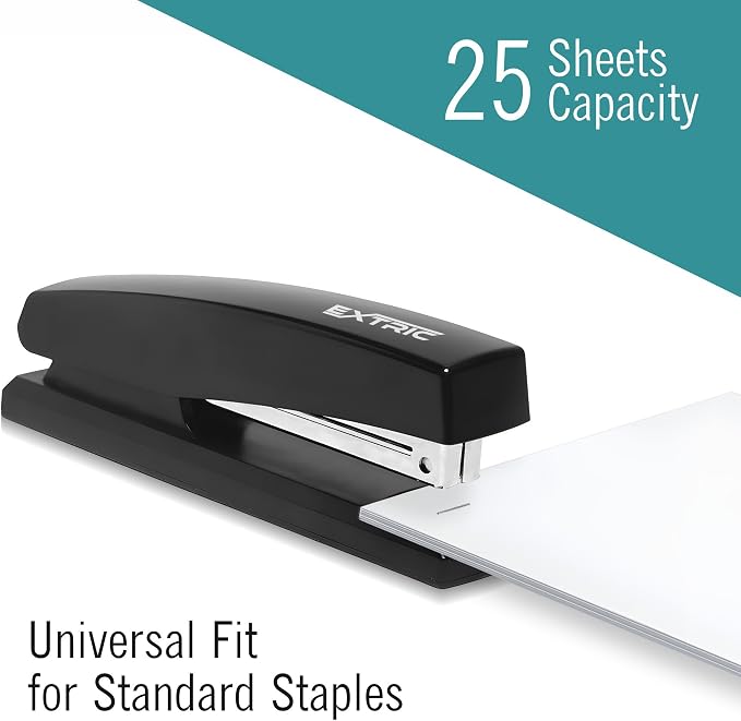 EXTRIC Staplers for Desk Black Stapler Heavy Duty 12 PK 25 Sheet Capacity - Image 3