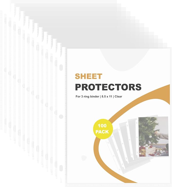 Seashell 100 Pack Clear Sheet Protectors 8.5 x 11 Inch, Page Protector by Seashell