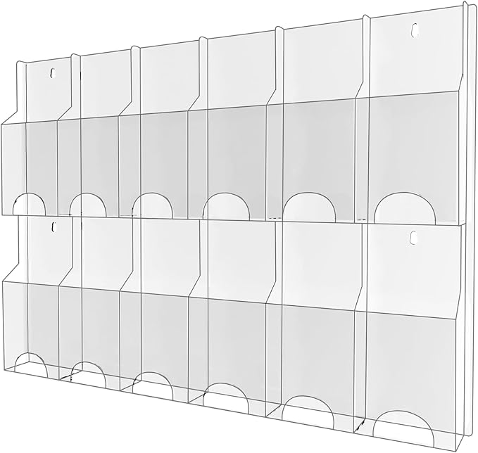 Acrylic Brochure Pamphlet Holder, 12 Pamphlet Holders, Trifold Flyer Rack by Nalwort