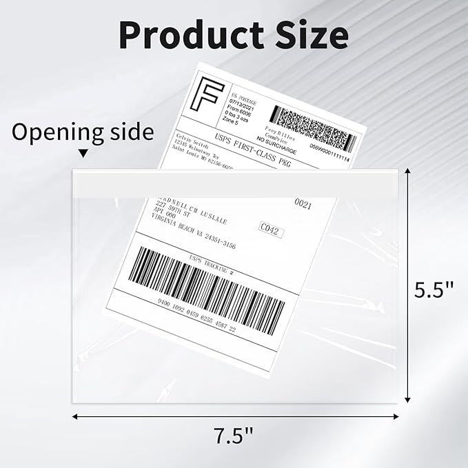 9527 Product 7.5" x 5.5" Clear Adhesive Top Loading Packing List/Shipping Label - Image 2