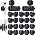 OHill Desk Cable Management Cord Organizer, 24 Pack Black Self Adhesive Cord by OHill