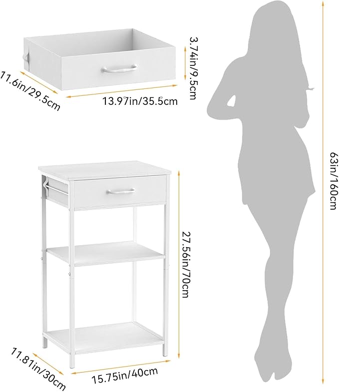 Printer Stand with Fabric Drawer, 3-Tier Industrial Sturdy Under Desk Printer - Image 6