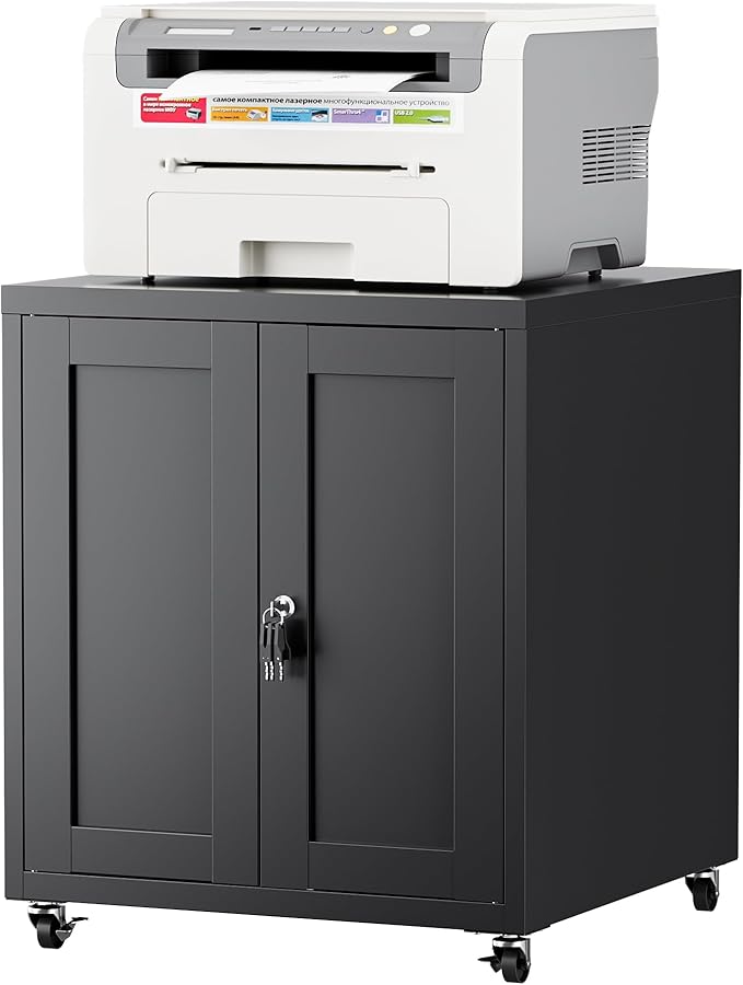 Large Printer Stand with Storage and Lock, 3D Heavy-Duty Printer Cabinet by LVSTEEL