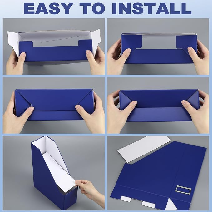 Feifeiya Magazine File Holder Set of 6 Stylish Sturdy Cardboard File Boxes Desk - Image 4