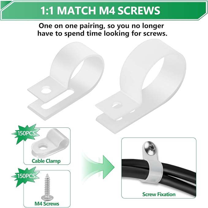 Cable Clips for Cable Management Cord Organizer, 6 Sizes 290 PCS Nylon R-Type - Image 3