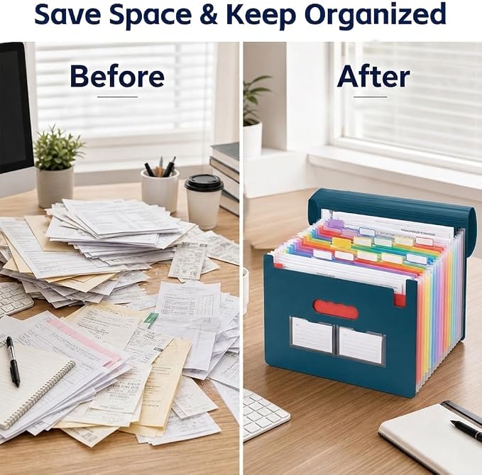 25 Pockets Accordion File Organizer, Portable Expanding File Folder - Image 6