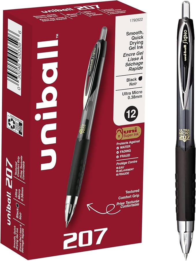 uniball 207 Signo Gel Ultra Micro Gel Pen, Retractable, Extra-Fine 0.38 Mm by uni-ball