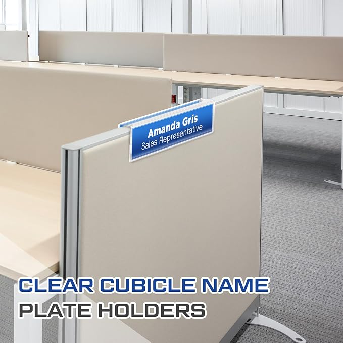 Cinnvoice 10 Pcs 2.25 Inch Cubicle Name Plate Holders Bulk Clear Double Sided - Image 2