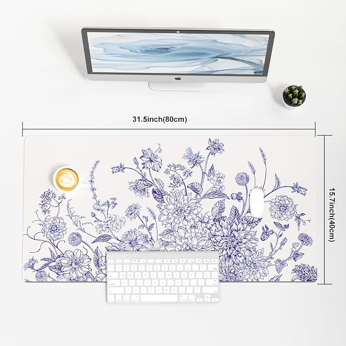 Colorful Star Large Mouse Pad, Floral Desk Mat Office Supplies, Waterproof Faux - Image 3