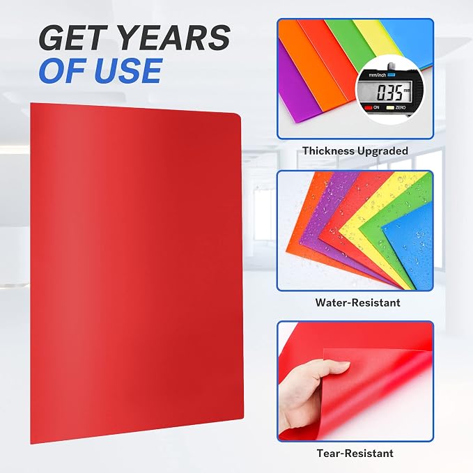 Sooez 14 Pack Folders with Pockets, Pocket Folders with Extra Labels, Plastic - Image 3