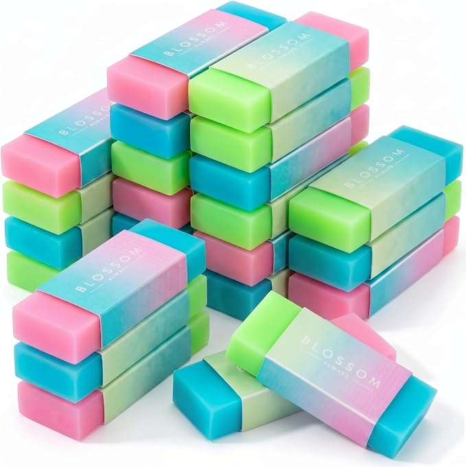 Gersoniel 24 Pcs Cute Jelly Pencil Erasers Bulk Back to School Supplies Soft by Gersoniel