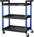 WORKPRO 3-Tier Service Utility Cart, 400LBS Plastic Rolling Cart by WORKPRO