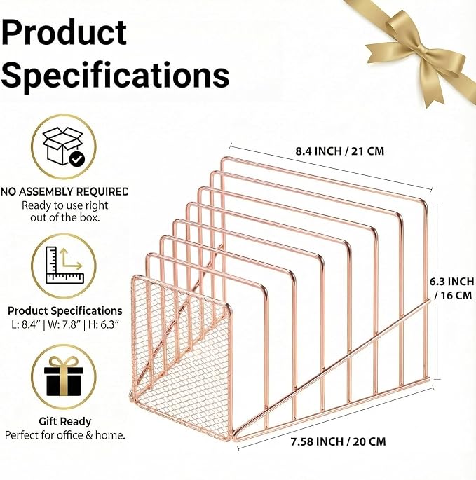 2 Pcs Incline File Sorter, 7 Slot Magazine Holder - Image 8