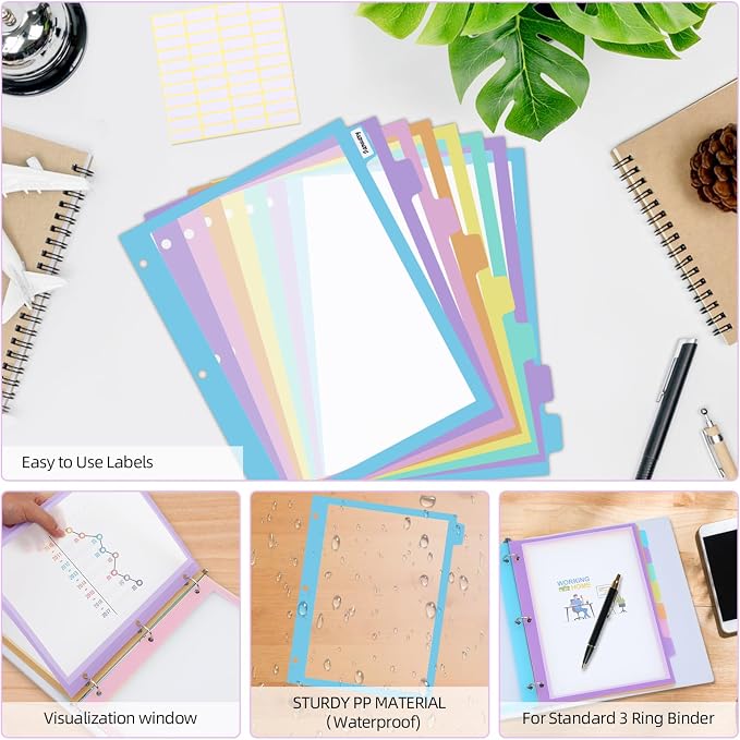 16Pcs/2 Set 8 Tab Dividers, for 3 Ring Binder, Letter Size - Image 6