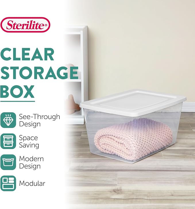 Sterilite 6-Pack Clear Storage Box, Stackable Container Bins - Image 2